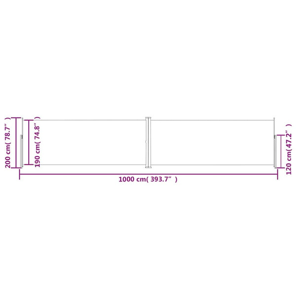 Side Awning Cream Polyester, Steel, Aluminum 78.7 x 393.7 in A949-318043