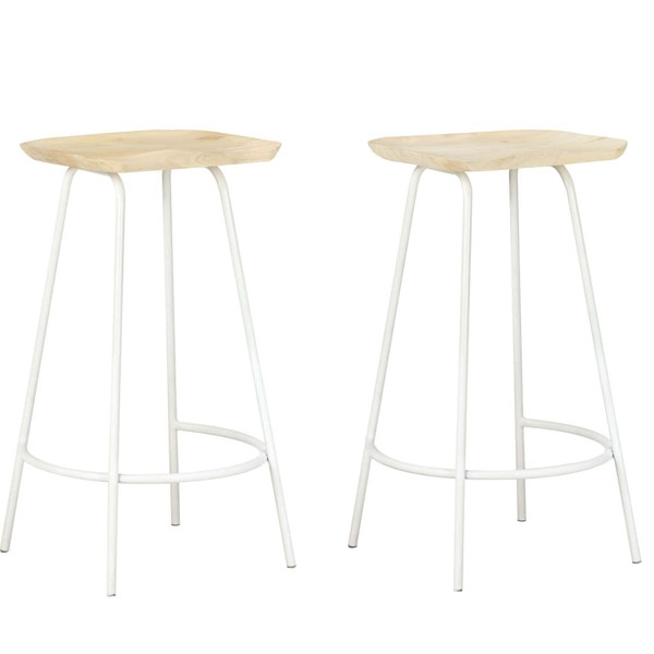 Bar Stool Set of 2 Bleached wood, White A949-320649
