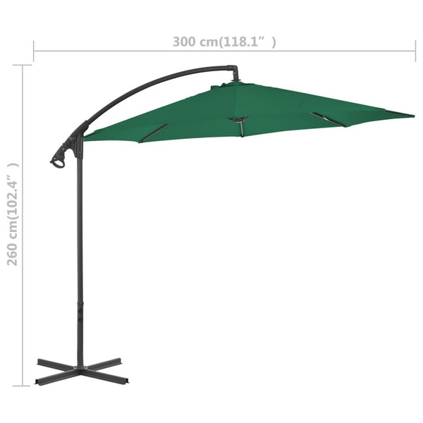 Cantilever Garden Parasol Green Polyester Large Tiltable A949-44873