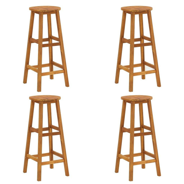 Bar Stool Set of 4 Acacia Wood Color Solid Acacia Wood Standard A949-310285