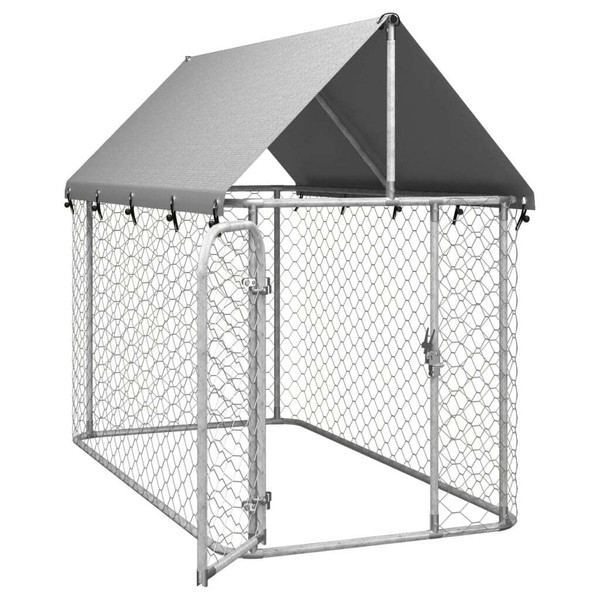 Dog Kennel Silver Galvanized steel, Polyethylene A949-171496