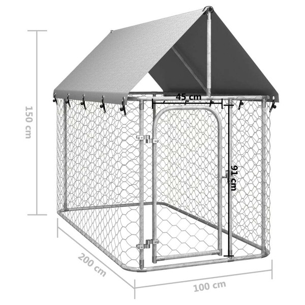 Dog Kennel Silver Galvanized steel, Polyethylene A949-171496