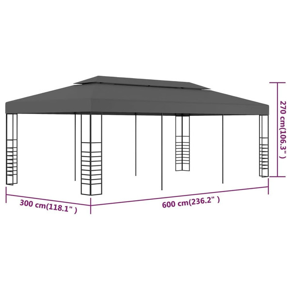 Outdoor Awning Anthracite Steel, polyester 10x20 ft Collapsible A949-47959