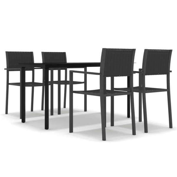 Garden Dining Set Black Powder-coated steel, plastic, glass A949-3099265