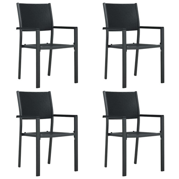 Garden Dining Set Black Powder-coated steel, plastic, glass A949-3099265