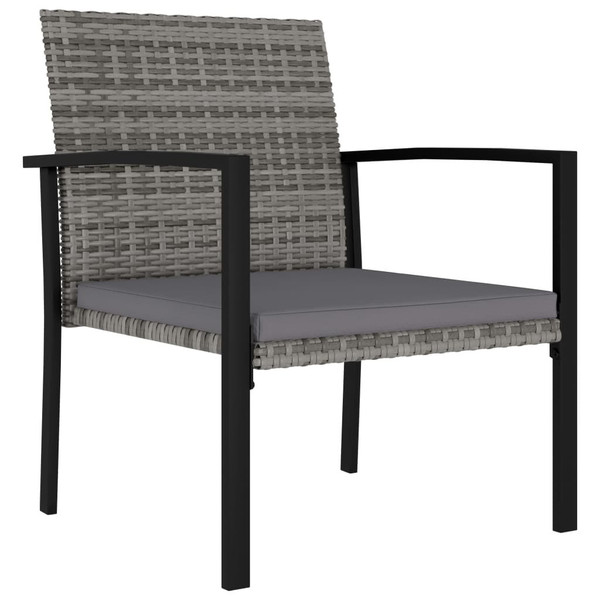 Dining Chair Set of 4 Grey Poly Rattan, Steel, Polyester Standard A949-315113