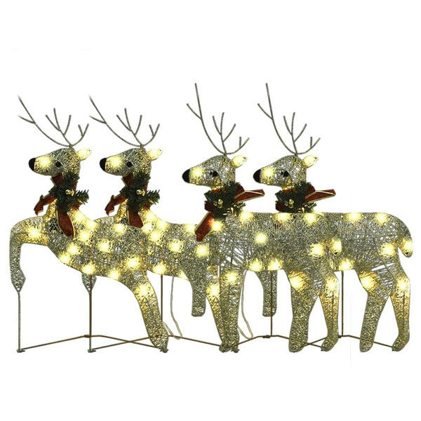 Christmas Reindeer Set of 4 Gold Mesh, Metal Medium A949-3154264