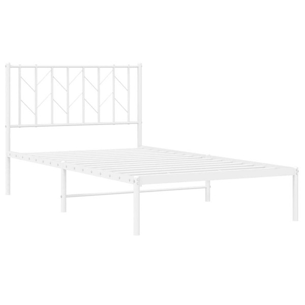 Bed Frame White Steel Single Bed Frame Rectangular A949-374481