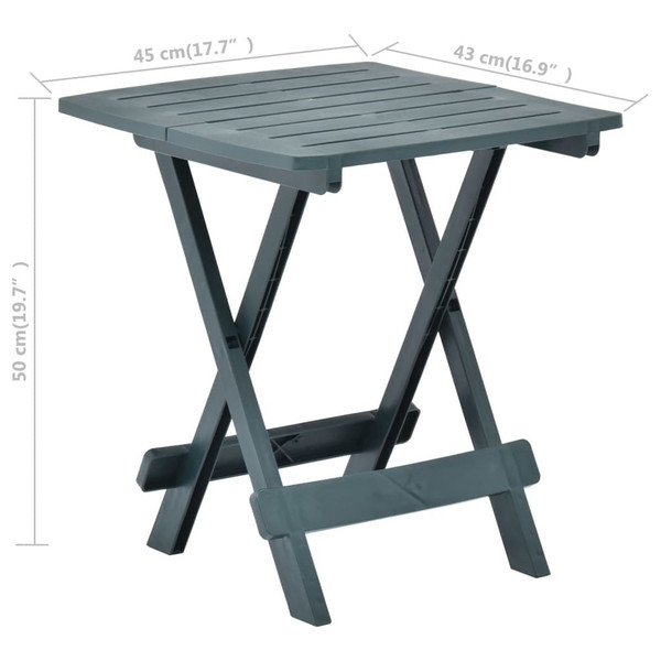 Garden Table Green Plastic 17.7 x 16.9 x 19.7 in Foldable A949-48809