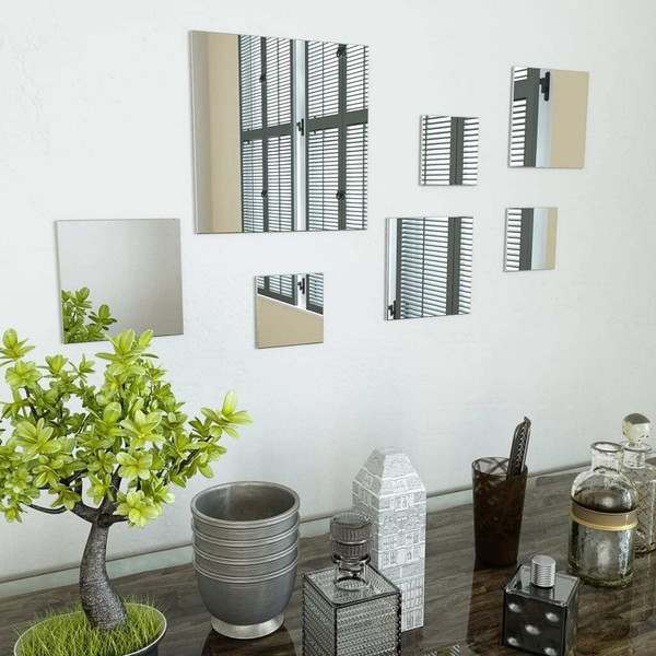 Wall Mirror Set of 7 Transparent Glass Small Decorative Inlays A949-245696