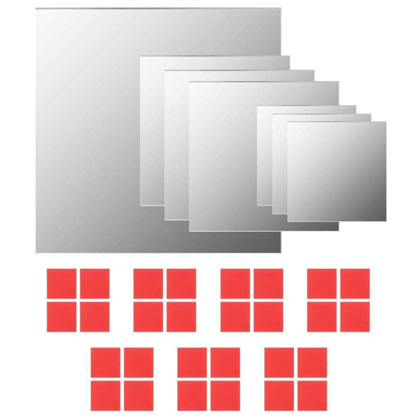Wall Mirror Set of 7 Transparent Glass Small Decorative Inlays A949-245696