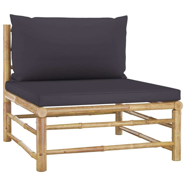 Garden Lounge Set Dark Grey Bamboo, Fabric (100% polyester) Medium A949-3058194