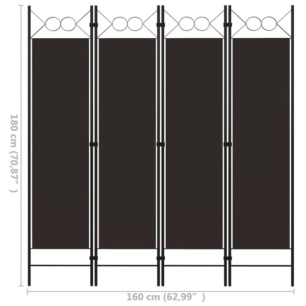 4-Panel Room Divider Brown 63"x70.9" A949-320703
