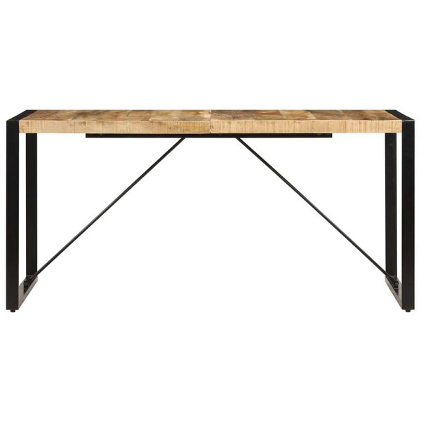 Dining Table Brown and Black Solid Mango Wood and Powder-Coated Steel A949-247417