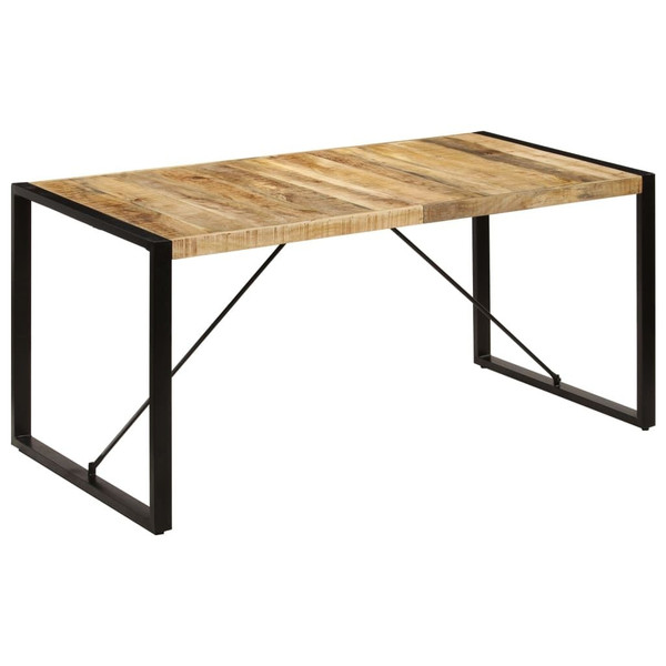 Dining Table Brown and Black Solid Mango Wood and Powder-Coated Steel A949-247417