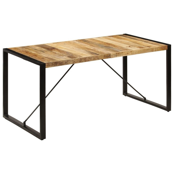 Dining Table Brown and Black Solid Mango Wood and Powder-Coated Steel A949-247417