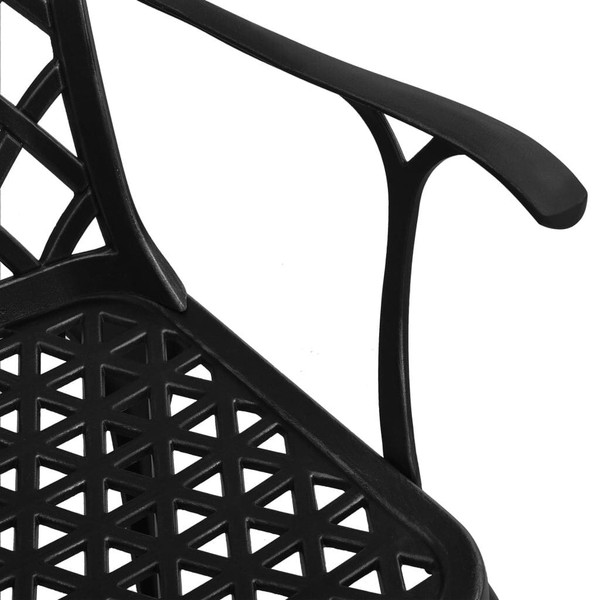 Garden Chair Set of 2 Black Cast Aluminum Standard Ergonomic A949-315572