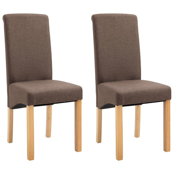 Dining Chair Set of 2 Brown Fabric and Wooden Frame Standard A949-249273