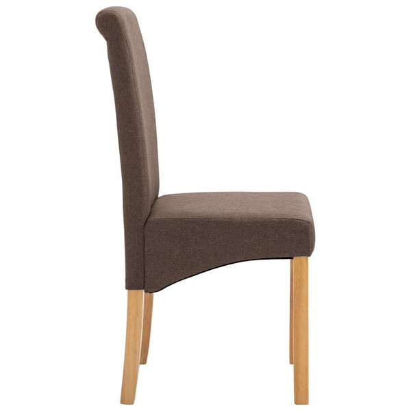 Dining Chair Set of 2 Brown Fabric and Wooden Frame Standard A949-249273