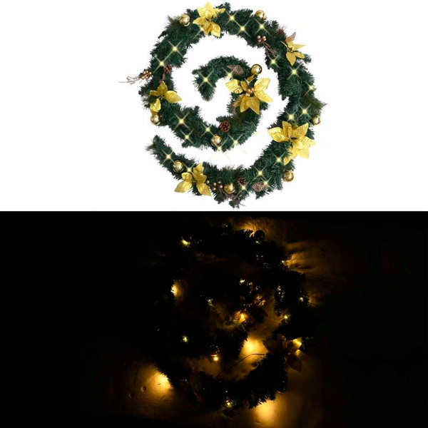 Christmas Garland Green and gold PVC 8.9 feet Christmas Garland A949-321511