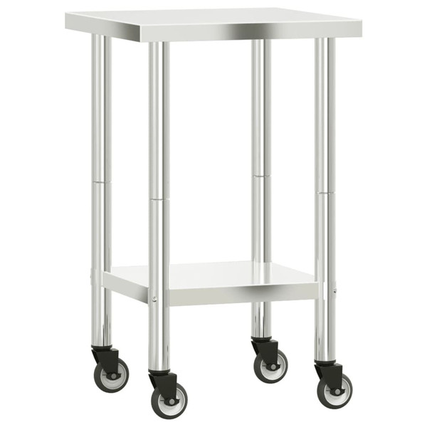 Kitchen Work Table with Wheels 21.7"x21.7"x33.5" Stainless Steel A949-376462