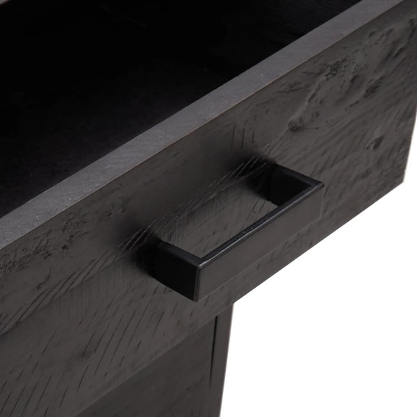 Bedside Cabinet Black Solid pine wood, Metal Small A949-349914