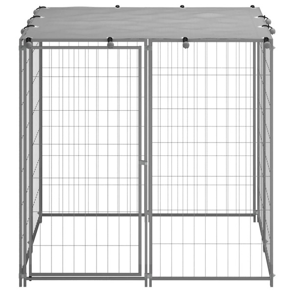 Dog Kennel Silver and grey Steel, Polyethylene (PE) 43.3 in A949-150785