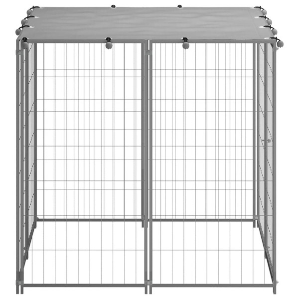 Dog Kennel Silver and grey Steel, Polyethylene (PE) 43.3 in A949-150785