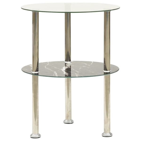 Side Table Transparent and Black Marble Tempered glass Small A949-322789