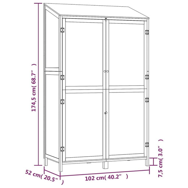 Garden Shed Natural Fir Wood Solid Fir Wood 40.2x20.5x68.7 in A949-152190