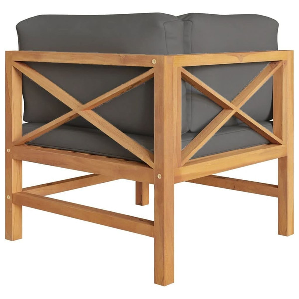 Corner Sofa Dark Gray Solid Teak Wood Medium Modular A949-316114