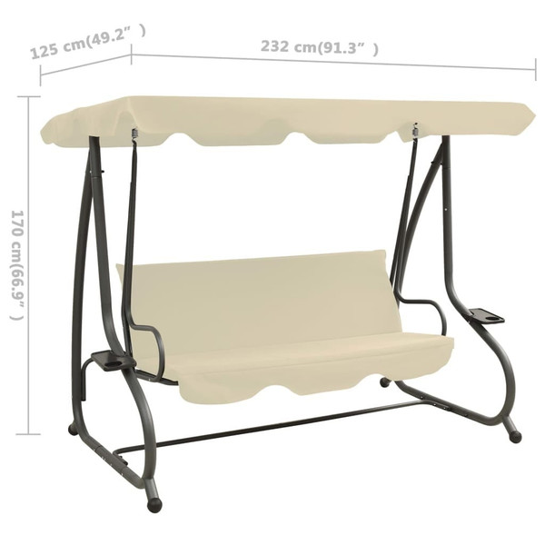 Swing Bench Sand white PVC-coated fabric, powder-coated steel Large A949-313337