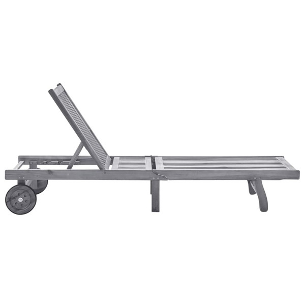 Sun Lounger Grey Solid acacia wood Standard A949-3061366