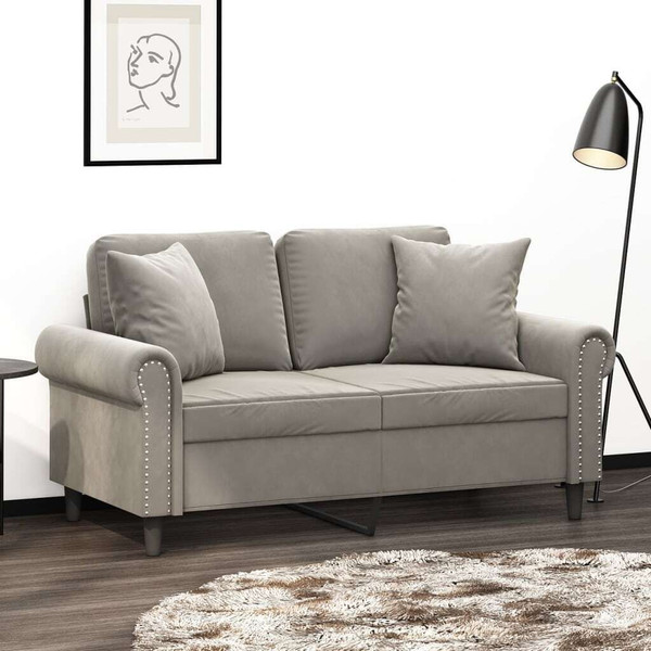 Throw Pillow Light Gray Velvet (100% polyester) 16 x 16 in A949-349485