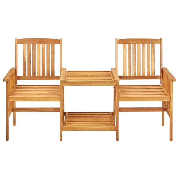 Bistro Set Natural Wood Color, Red Solid Acacia Wood, 100% Polyester A949-3061281
