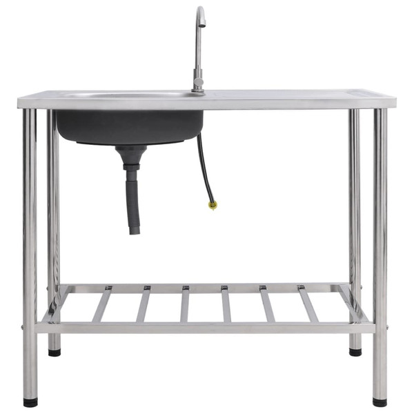 Camping Sink Single Basin with Tap Stainless Steel A949-151214