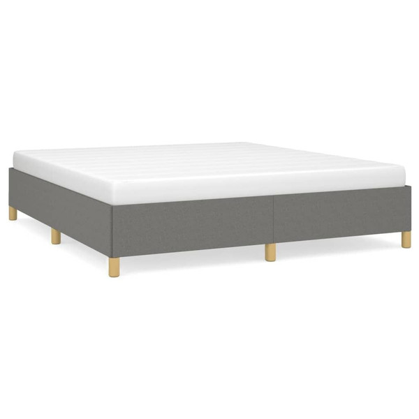 Bed Frame Dark Grey Polyester Fabric Double Bed Frame A949-347213