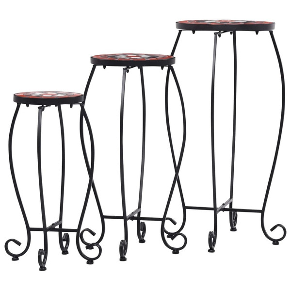 Table Set of 3 Terracotta and White Iron tube and ceramic tile A949-46704