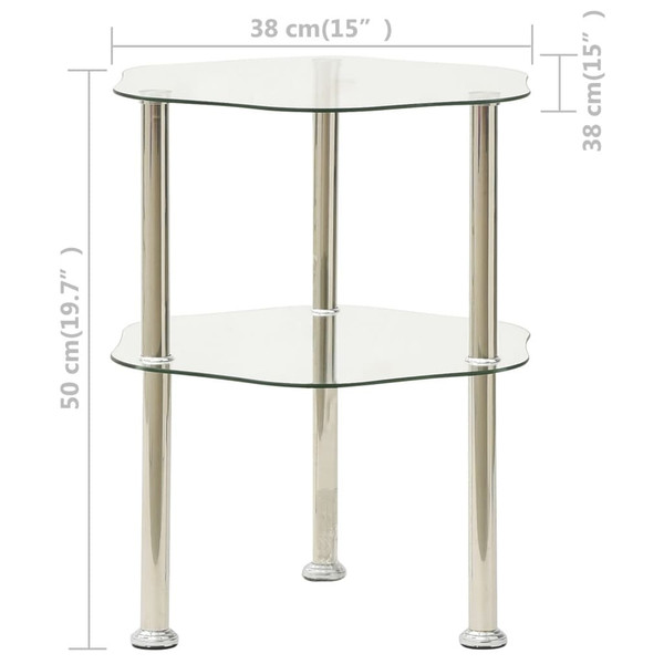 Side Table Transparent Tempered Glass Medium Modern Side Table A949-322790