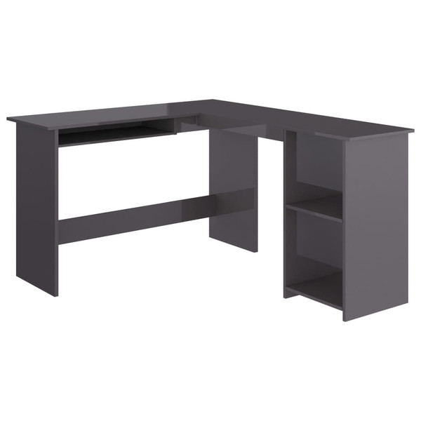 Corner Desk High gloss grey Engineered wood Sliding Components A949-800755