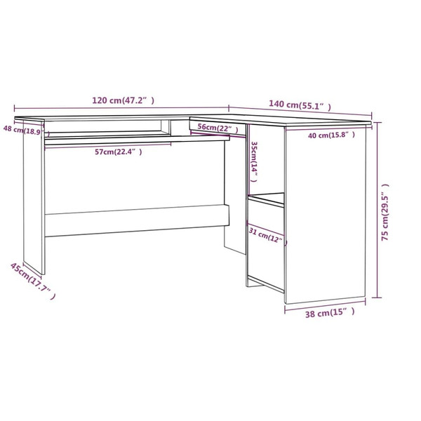 Corner Desk High gloss grey Engineered wood Sliding Components A949-800755