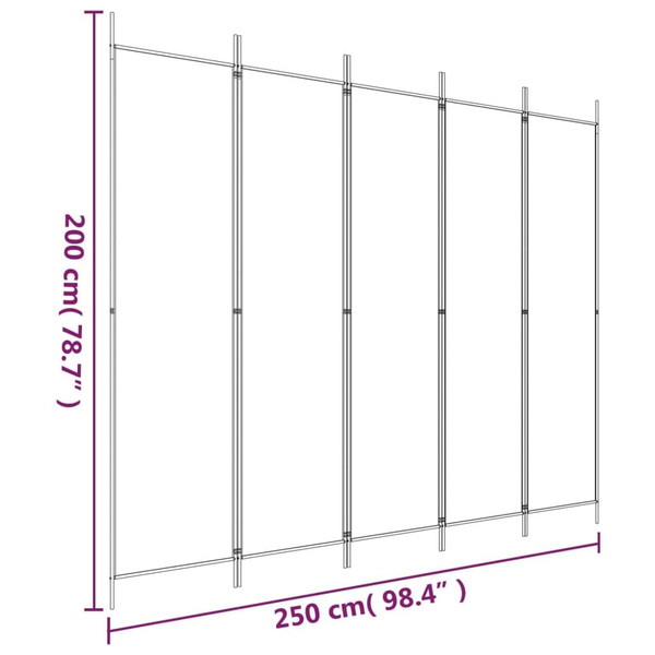 5-Panel Room Divider Anthracite 98.4"x78.7" Fabric A949-350188
