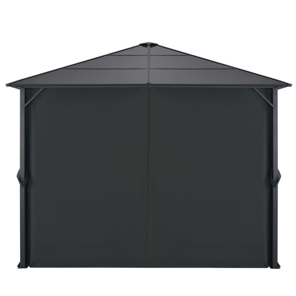 Gazebo with Curtain Aluminum 9.8'x9.8' Black A949-44640