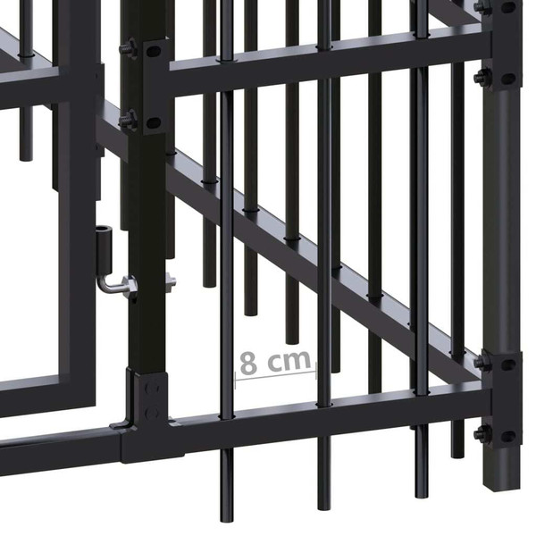 Dog Kennel Black Powder-coated steel Large Durable Dog Kennel A949-3097943