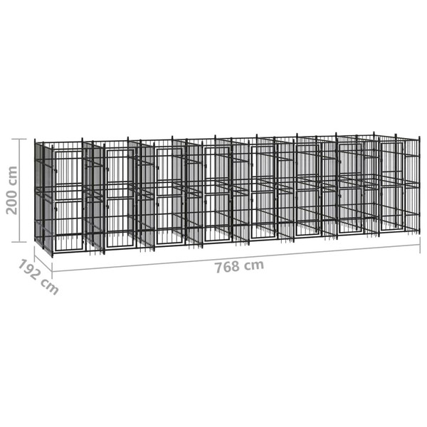 Dog Kennel Black Powder-coated steel Large Durable Dog Kennel A949-3097943