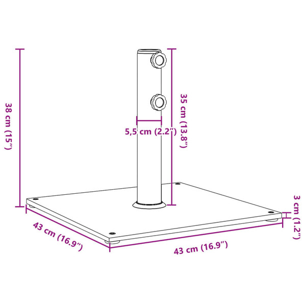 Umbrella Base Black Steel 37.5 lb Umbrella Base Square A949-368678