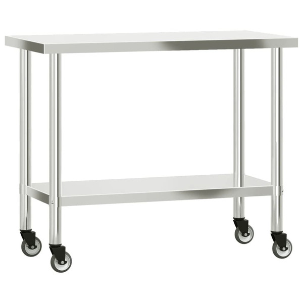 Kitchen Work Table with Overshelf 43.3"x21.7"x59.1" Stainless Steel A949-3208906