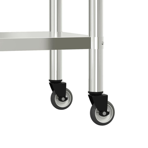 Kitchen Work Table with Overshelf 43.3"x21.7"x59.1" Stainless Steel A949-3208906