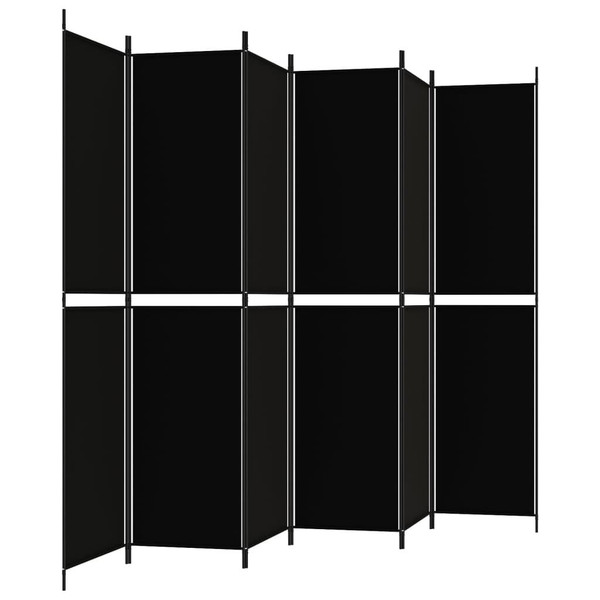 6-Panel Room Divider Black 118.1"x86.6" Fabric A949-350257
