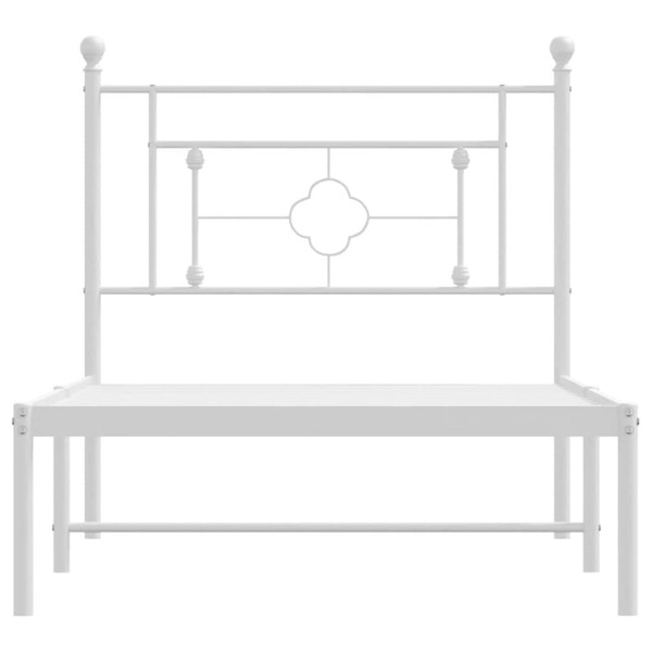 Bed Frame White Powder-Coated Steel Single Bed Frame A949-374383